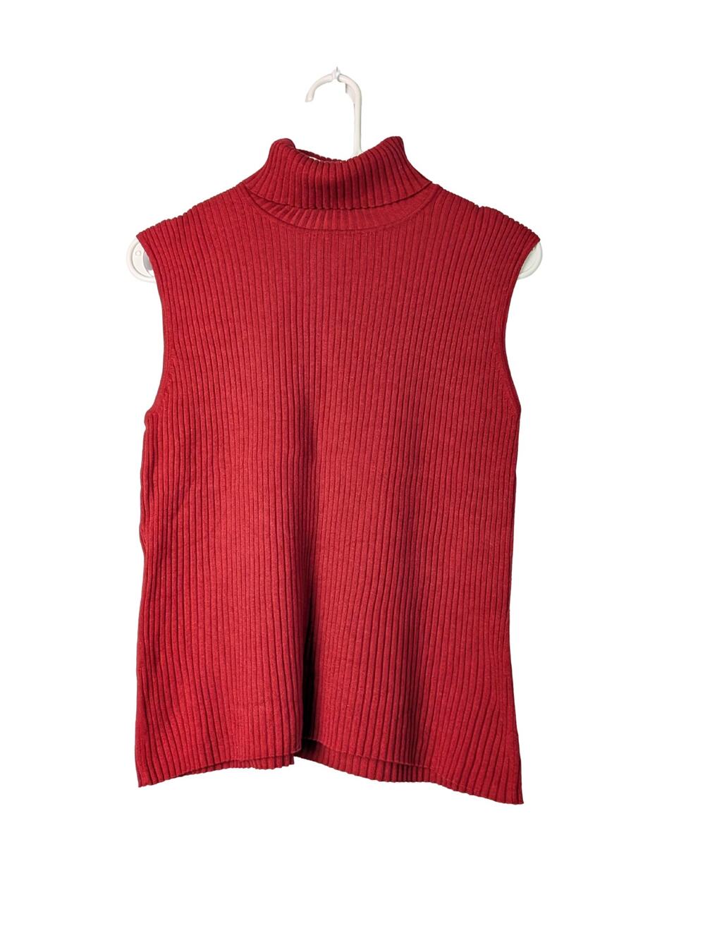 cable & gauge silk blend red sleeveless knit sweater size petite medium